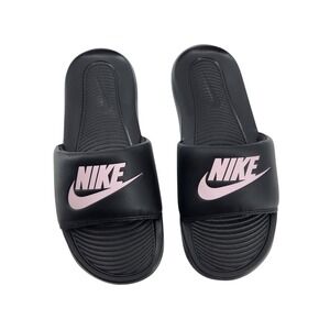 Nike Victori One Women's Slides Black Pink Logo Size 8 Resort Beach Cruise